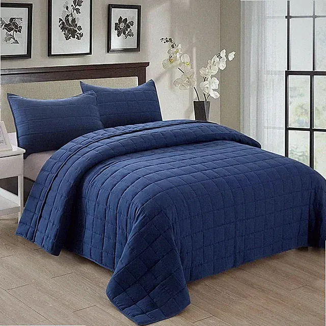 EMME Quilts Queen Size Bedding Sets Navy Blue Bedspreadt, Soft Lightweight Winte